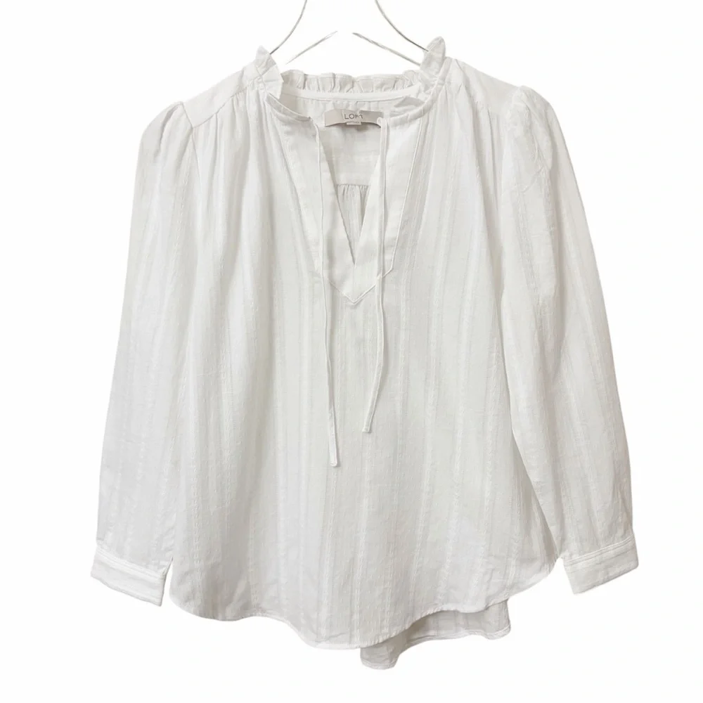 LOFT striped ruffle